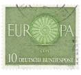 Почтовая марка 10 пфеннигов 1960 года Западная Германия (ФРГ) «Европейская конференция администраций почтовых служб и служб связи CEPT — Колесо» (Артикул: T11-35895) — Фото №1