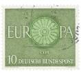 Почтовая марка 10 пфеннигов 1960 года Западная Германия (ФРГ) «Европейская конференция администраций почтовых служб и служб связи CEPT — Колесо» (Артикул: T11-35896) — Фото №1