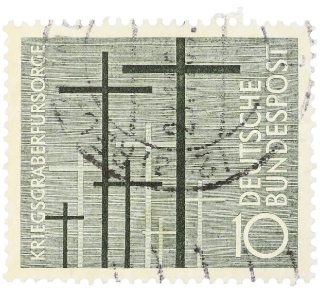 Почтовая марка 10 пфеннигов 1956 года Западная Германия (ФРГ) «Уход за военными могилами» (Артикул: T11-35902) — Фото №1