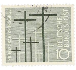Почтовая марка 10 пфеннигов 1956 года Западная Германия (ФРГ) «Уход за военными могилами»