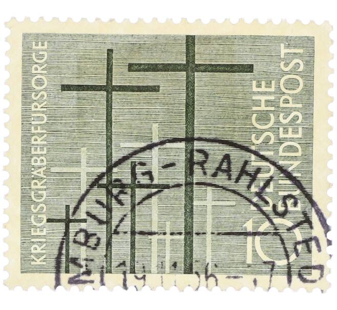 Почтовая марка 10 пфеннигов 1956 года Западная Германия (ФРГ) «Уход за военными могилами» (Артикул: T11-35904) — Фото №1