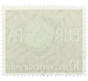 Почтовая марка 10 пфеннигов 1960 года Западная Германия (ФРГ) «Европейская конференция администраций почтовых служб и служб связи CEPT — Колесо» — Фото №2