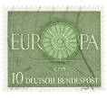 Почтовая марка 10 пфеннигов 1960 года Западная Германия (ФРГ) «Европейская конференция администраций почтовых служб и служб связи CEPT — Колесо» (Артикул: T11-35930) — Фото №1