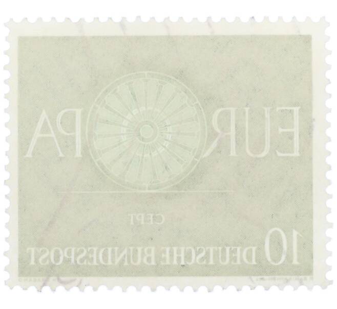 Почтовая марка 10 пфеннигов 1960 года Западная Германия (ФРГ) «Европейская конференция администраций почтовых служб и служб связи CEPT — Колесо» (Артикул: T11-35930) — Фото №2