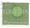 Почтовая марка 10 пфеннигов 1960 года Западная Германия (ФРГ) «Европейская конференция администраций почтовых служб и служб связи CEPT — Колесо» (Артикул: T11-35931) — Фото №1