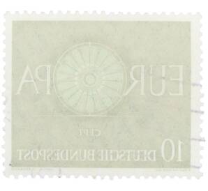 Почтовая марка 10 пфеннигов 1960 года Западная Германия (ФРГ) «Европейская конференция администраций почтовых служб и служб связи CEPT — Колесо» — Фото №2