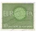Почтовая марка 10 пфеннигов 1960 года Западная Германия (ФРГ) «Европейская конференция администраций почтовых служб и служб связи CEPT — Колесо» (Артикул: T11-35935) — Фото №1