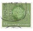Почтовая марка 10 пфеннигов 1960 года Западная Германия (ФРГ) «Европейская конференция администраций почтовых служб и служб связи CEPT — Колесо» (Артикул: T11-35937) — Фото №1