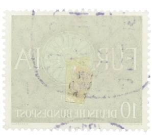 Почтовая марка 10 пфеннигов 1960 года Западная Германия (ФРГ) «Европейская конференция администраций почтовых служб и служб связи CEPT — Колесо» — Фото №2
