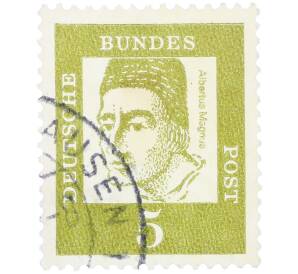 Почтовая марка 5 пфеннигов 1961 года Западная Германия (ФРГ) «Выдающиеся немцы — Альберт Великий» — Фото №1