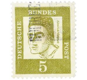 Почтовая марка 5 пфеннигов 1961 года Западная Германия (ФРГ) «Выдающиеся немцы — Альберт Великий» — Фото №1