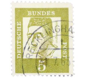 Почтовая марка 5 пфеннигов 1961 года Западная Германия (ФРГ) «Выдающиеся немцы — Альберт Великий» — Фото №1