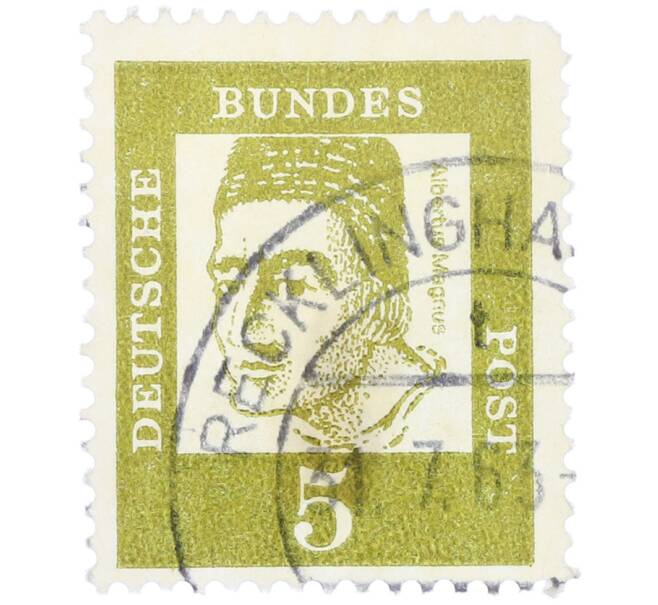 Почтовая марка 5 пфеннигов 1961 года Западная Германия (ФРГ) «Выдающиеся немцы — Альберт Великий» (Артикул: T11-36011) — Фото №1