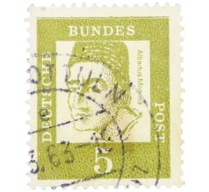 Почтовая марка 5 пфеннигов 1961 года Западная Германия (ФРГ) «Выдающиеся немцы — Альберт Великий» — Фото №1