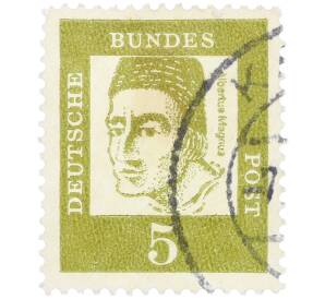 Почтовая марка 5 пфеннигов 1961 года Западная Германия (ФРГ) «Выдающиеся немцы — Альберт Великий» — Фото №1