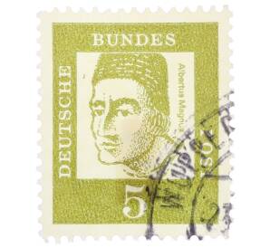 Почтовая марка 5 пфеннигов 1961 года Западная Германия (ФРГ) «Выдающиеся немцы — Альберт Великий» — Фото №1