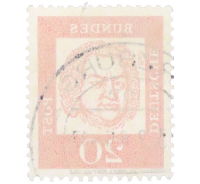 Почтовая марка 20 пфеннигов 1961 года Западная Германия (ФРГ) «Выдающиеся немцы — Иоганн Себастьян Бах» (Артикул: T11-36023) — Фото №2