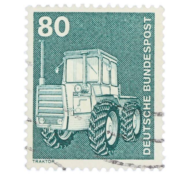 Почтовая марка 80 пфеннигов 1975 года Западная Германия (ФРГ) «Трактор» (Артикул: T11-36036) — Фото №1