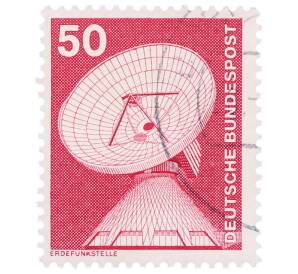 Почтовая марка 50 пфеннигов 1975 года Западная Германия (ФРГ) «Параболическая антенна»