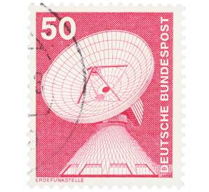 Почтовая марка 50 пфеннигов 1975 года Западная Германия (ФРГ) «Параболическая антенна» — Фото №1