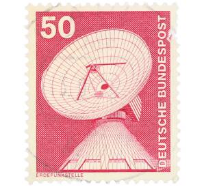 Почтовая марка 50 пфеннигов 1975 года Западная Германия (ФРГ) «Параболическая антенна» — Фото №1