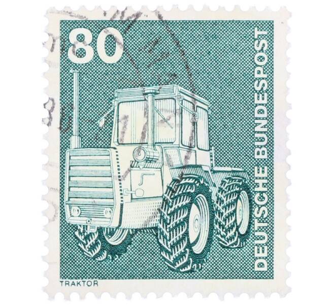 Почтовая марка 80 пфеннигов 1975 года Западная Германия (ФРГ) «Трактор» (Артикул: T11-36100) — Фото №1