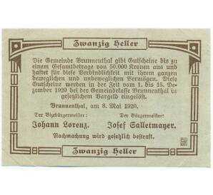 20 геллеров 1920 года Австрия — Брунненталь (Нотгельд) — Фото №2