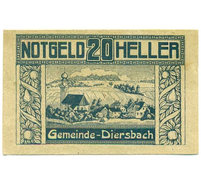 Банкнота 20 геллеров 1920 года Австрия — Дирсбах (Нотгельд) (Артикул: B2-16430) — Фото №2