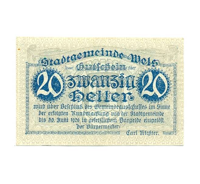 Банкнота 20 геллеров 1920 года Австрия — Вельс (Нотгельд) (Артикул: B2-16432) — Фото №1