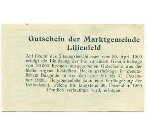 10 геллеров 1920 года Австрия — Лилиенфельд (Нотгельд) — Фото №2