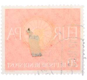 Почтовая марка 20 пфеннигов 1960 года Западная Германия (ФРГ) «Европейская конференция администраций почтовых служб и служб связи CEPT — Колесо» — Фото №2