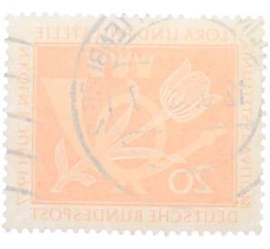 Почтовая марка 20 пфеннигов 1957 года Западная Германия (ФРГ) «Выставка почтовых марок в Кельне — Флора и филателия»