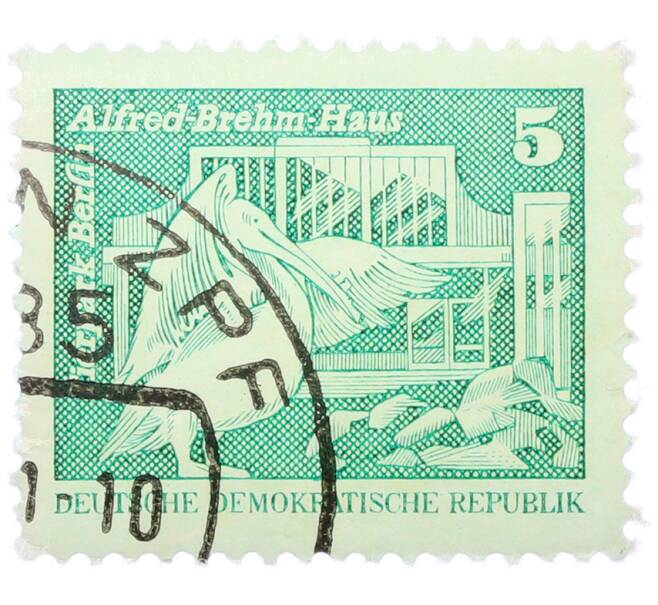 Почтовая марка 5 пфеннигов 1973 года Восточная Германия (ГДР) «Розовый пеликан» (Артикул: T11-36151) — Фото №1