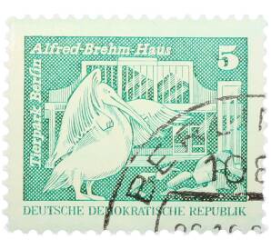 Почтовая марка 5 пфеннигов 1973 года Восточная Германия (ГДР) «Розовый пеликан» — Фото №1