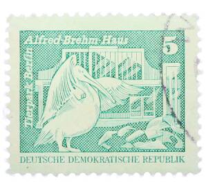 Почтовая марка 5 пфеннигов 1973 года Восточная Германия (ГДР) «Розовый пеликан» — Фото №1