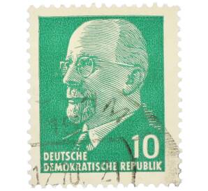 Почтовая марка 10 пфеннигов 1964 года Восточная Германия (ГДР) «Вальтер Эрнст Пауль Ульбрихт» — Фото №1