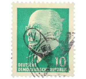 Почтовая марка 10 пфеннигов 1964 года Восточная Германия (ГДР) «Вальтер Эрнст Пауль Ульбрихт» — Фото №1