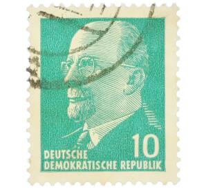 Почтовая марка 10 пфеннигов 1964 года Восточная Германия (ГДР) «Вальтер Эрнст Пауль Ульбрихт» — Фото №1