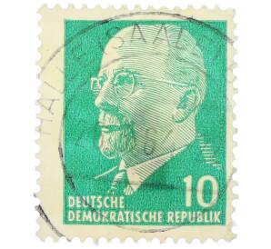 Почтовая марка 10 пфеннигов 1964 года Восточная Германия (ГДР) «Вальтер Эрнст Пауль Ульбрихт» — Фото №1