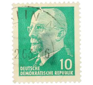 Почтовая марка 10 пфеннигов 1964 года Восточная Германия (ГДР) «Вальтер Эрнст Пауль Ульбрихт» — Фото №1