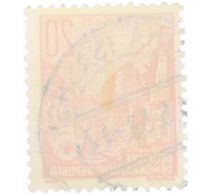 Почтовая марка 20 пфеннигов 1955 года Восточная Германия (ГДР) «Пятилетний план — Проспект Сталина» — Фото №2
