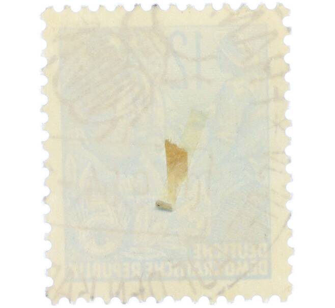 Почтовая марка 12 пфеннигов 1953 года Восточная Германия (ГДР) «Пятилетний план — Крестьянин и рабочий» (Артикул: T11-36245) — Фото №2