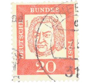 Почтовая марка 20 пфеннигов 1961 года Западная Германия (ФРГ) «Выдающиеся немцы — Иоганн Себастьян Бах» — Фото №1
