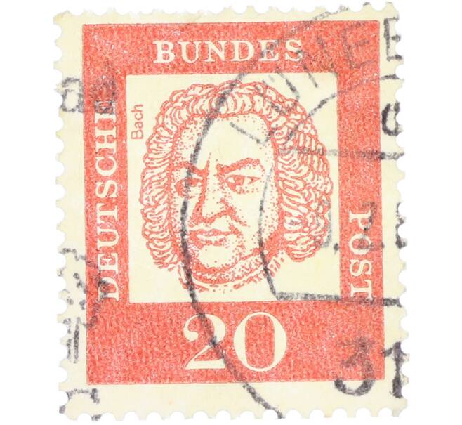 Почтовая марка 20 пфеннигов 1961 года Западная Германия (ФРГ) «Выдающиеся немцы — Иоганн Себастьян Бах» (Артикул: T11-36274) — Фото №1
