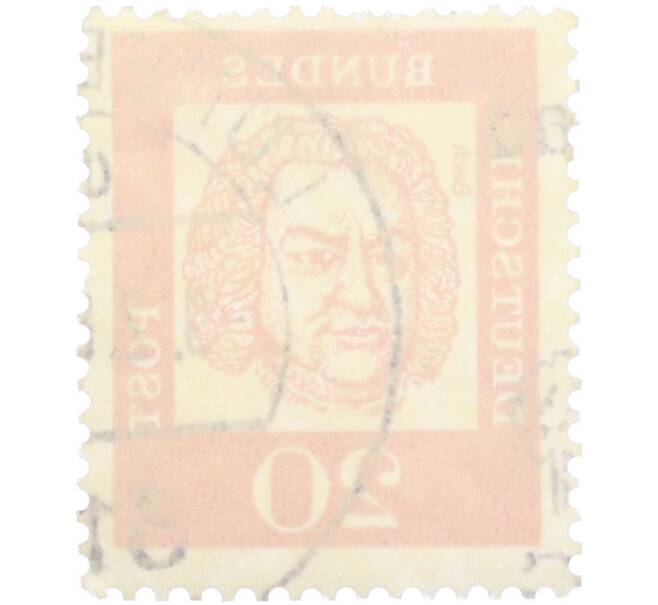 Почтовая марка 20 пфеннигов 1961 года Западная Германия (ФРГ) «Выдающиеся немцы — Иоганн Себастьян Бах» (Артикул: T11-36274) — Фото №2