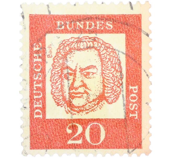 Почтовая марка 20 пфеннигов 1961 года Западная Германия (ФРГ) «Выдающиеся немцы — Иоганн Себастьян Бах» (Артикул: T11-36275) — Фото №1