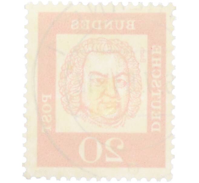 Почтовая марка 20 пфеннигов 1961 года Западная Германия (ФРГ) «Выдающиеся немцы — Иоганн Себастьян Бах» (Артикул: T11-36277) — Фото №2