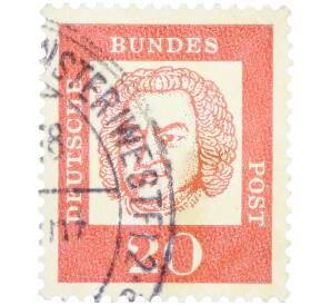 Почтовая марка 20 пфеннигов 1961 года Западная Германия (ФРГ) «Выдающиеся немцы — Иоганн Себастьян Бах» — Фото №1