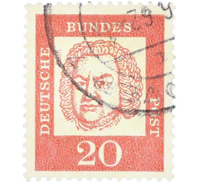 Почтовая марка 20 пфеннигов 1961 года Западная Германия (ФРГ) «Выдающиеся немцы — Иоганн Себастьян Бах» (Артикул: T11-36287) — Фото №1