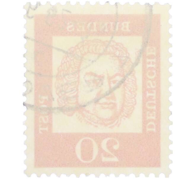 Почтовая марка 20 пфеннигов 1961 года Западная Германия (ФРГ) «Выдающиеся немцы — Иоганн Себастьян Бах» (Артикул: T11-36287) — Фото №2